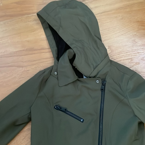 Avec les Filles BELTED MOTO TRENCH RAINCOAT dark green size XS - Picture 7 of 14